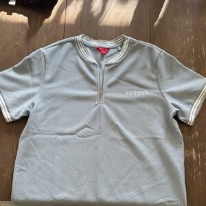 GUESS Light Blue Men's Quarter Zip Shirt
